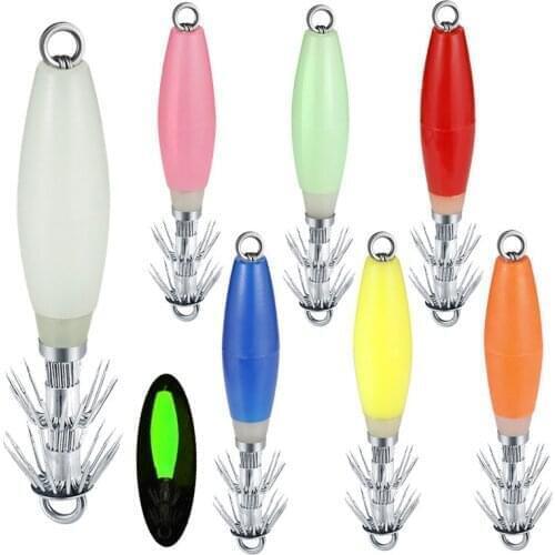 1pcs Shrimp Bait Squid Jig Fishing Lure Luminous Artificial Bait For Octopus Jigs Fish Goods Tackle Cuttle Umbrella Hook 9CM 16G