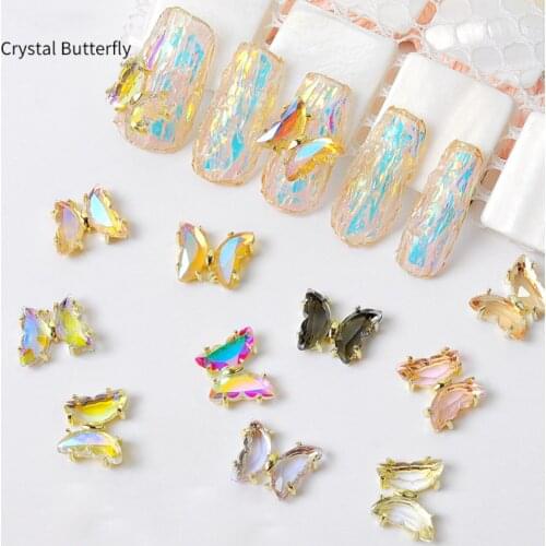 1pc Crystal Butterfly Nail Art Rivet Colorful Nails Jewelry Super Glitter Decorative Accessories Equipment Nail Design Parts