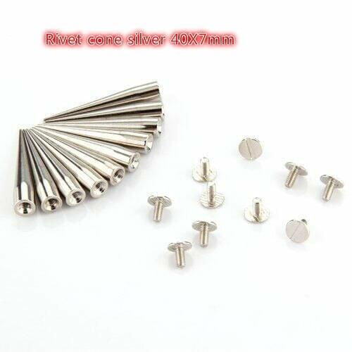 10 sets of 40X7mm rivet cone silver screw bullet rivet nail stud spot DIY rock punk