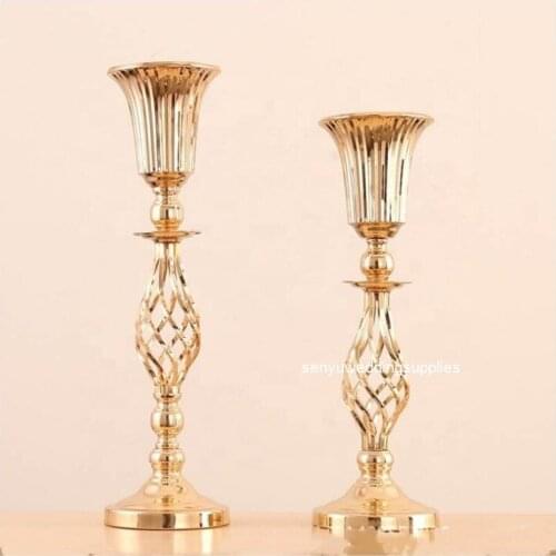 12pcs)Modern high-end tall centerpiece gold vases flower stand for centerpieces wedding senyu1622