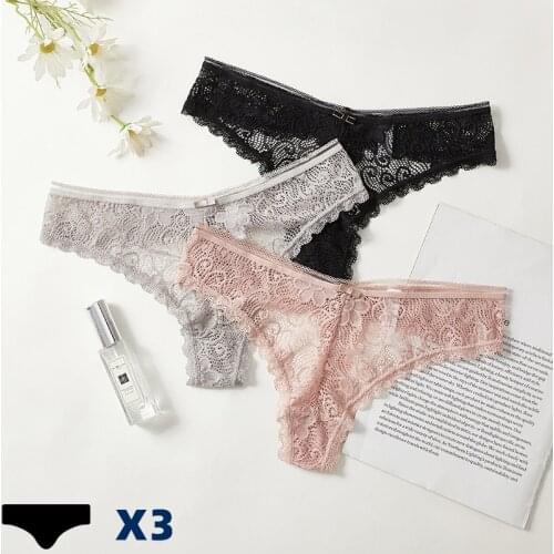 3 Pcs 2021 Sexy Panties Sexy Underwear Women Women Lingerie Lady Lace T-back Female Thongs Thongs Women Sexy Thong