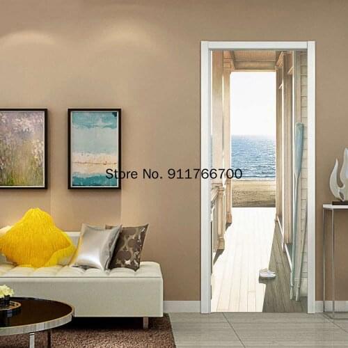 3D Door Sticker Vinyl Wrap Waterproof Wall Sticker Kitchen Door Decorative FilmWallpaper Wood Adhesive PVC Home Decor Furniture