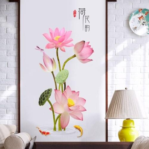 3D Lotus Flowers Wall Stickers Living Room Bathroom Wall Decoration Bedroom Decor Decals for Furniture Wallpaper Fridge Sticker