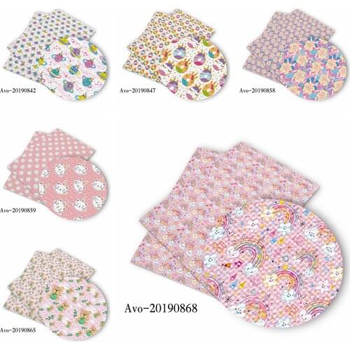 50*150cm New Flower Cat Food Cartoon Pattern Printed Leather Polyster Cotton Liverpool Bullet Fabric for DIY Handmade By Yards