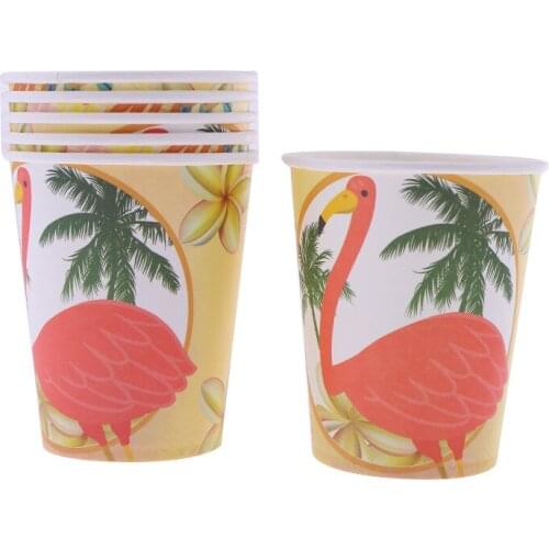 6pcs/lot Flamingos Party Paper Cup Disposable Tableware For Kids Birthday Party Wedding Food Grade Party Supplies