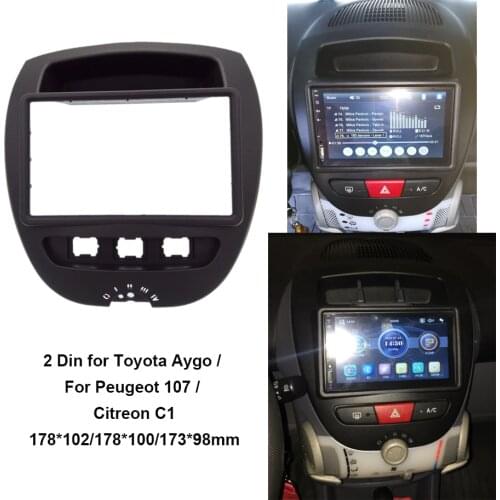 2 Din car stereo fascia fit for Toyota Aygo / For Peugeot 107 / Citreon C1 Fascia Dash Kit Radio Panel Stereo Cover Plate Trim
