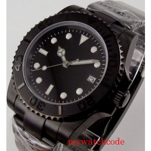 BLIGER 24 Jewels NH35 MIYOTA 8215 Sterile Black PVD Automatic 40mm Mens Wristwatch Sapphire Glass Auto Date Oyeter Bracelet