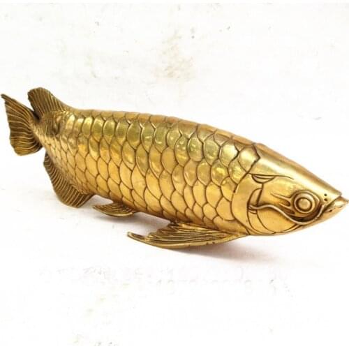 42CM large #Office home " Fish" and " surplus # efficacious Money Drawing Fortune Talisman golden fish Brass statue