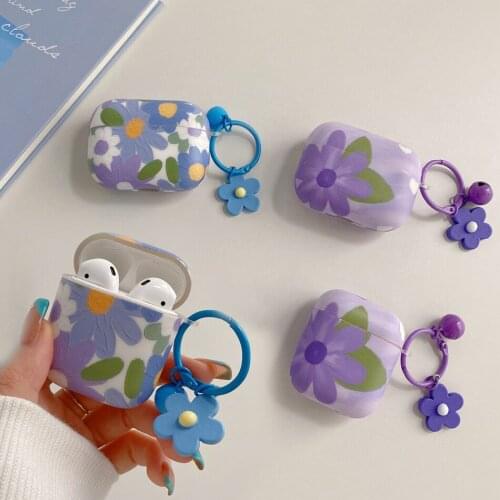 For AirPods 1/2/3 Earphones Case Vintage Purple Flower Chain wireless Headset Cover Airpods Pro Soft IMD Cover AirPods 2 fundas