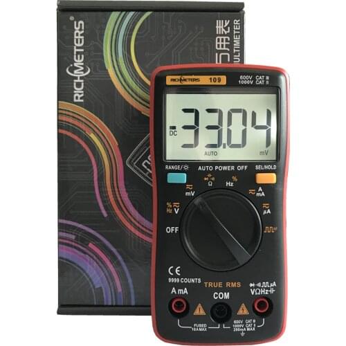 50%Off RM109 Palm-size True-RMS Digital Multimeter 9999 counts Square Wave Backlight AC DC Voltage