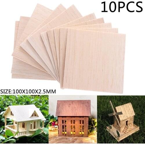 10 Pcs 100x100x2.5mm Wood Sheet Model for DIY House Ship Aircraft Toys Boats Supplies