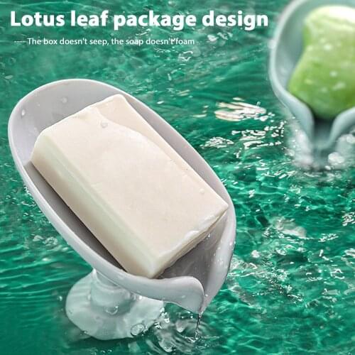 Leaf Shape Soap Holder Bathroom Soap Box Drain For Bathroom Suction Cup Soap Dish Ceramic On The Wall Bathroom Storage Soap Case