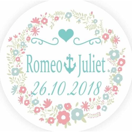 DouxArt 100pcs Custom Personalized Wedding Decoration Favors Stickers Seals, 40mm Communion Party Handmade Gift Labels V416