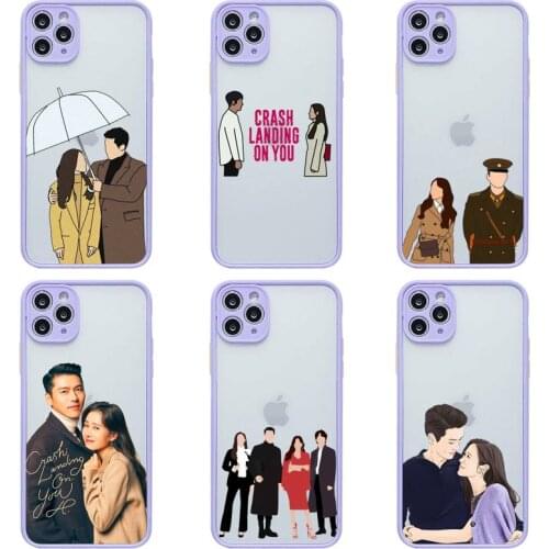 Crash Landing On You Phone Case For iphone 12 11 Pro Max Mini XS 8 7 Plus X SE 2020 XR Light purple Matte Transparent Cover