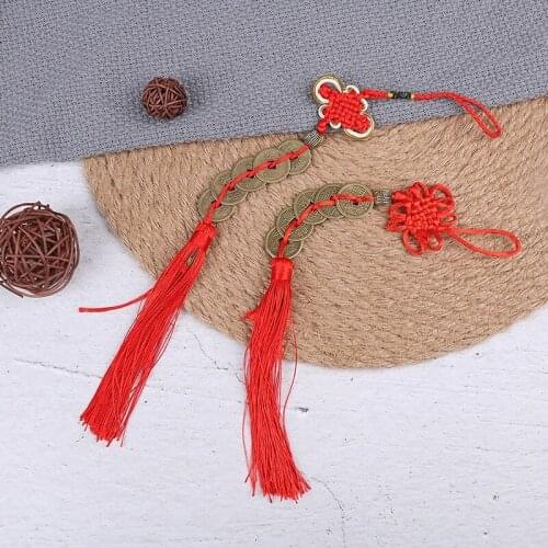 Good Fortune Wealth Health Metal Car decoration Feng Shui Chinese Lucky Charm 5 brass Ancient Coins Prosperity Protection