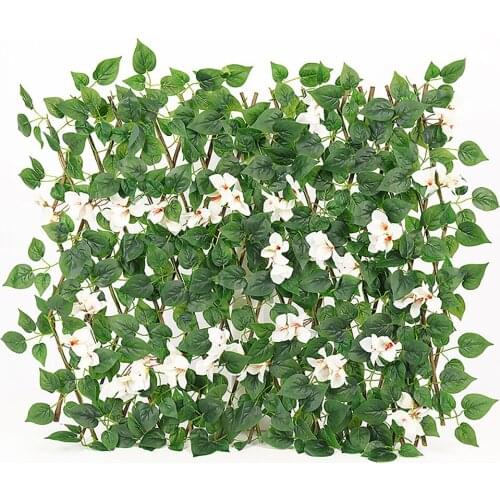 Green Leaf Artificial Ivy Privacy Screen Fence Flower Home Decoration Garden Wooden Telescopic Multicolor White Trumpet