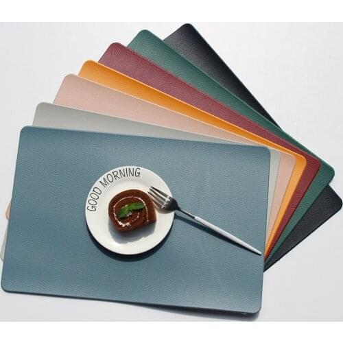 Place Mat Tableware Pad PU Leather Waterproof Heat Insulation Coaster Table mat Soft Blue Washable Bowl Coasters 2 4 6 8 10 Pcs