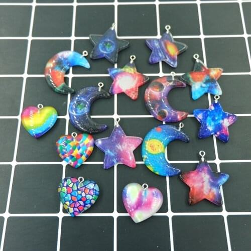 Cute Starry SKy Set Moon Star Heart Charms Pendants for DIY decoration bracelets necklace earring key chain Jewelry Making
