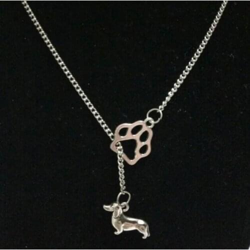 Fashion Vintage Greyhound Dog Dachshund Dog&cat/dog paw charm Pendant sweater chain suitable necklace DIY jewelry X113