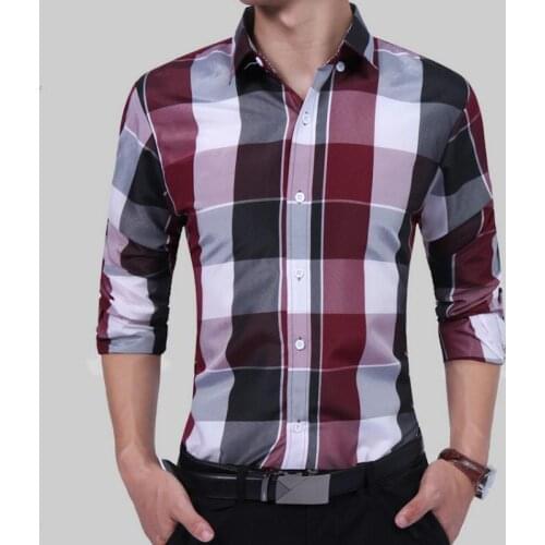 Mens Plaid Shirt 2020 Mens Slim Long Sleeve Business Casual Shirt Camisa masculina Fashion Brand Buttoned Autumn Casual Shirt