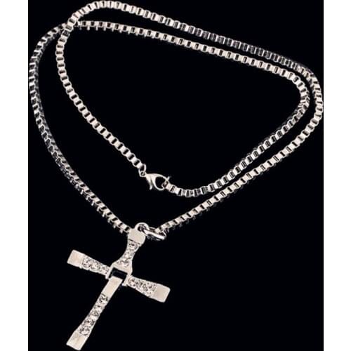 The Movie Fast and Furious Pendant Dominic Toretto Cross Mens Necklace Pendants for Men Jewelry Crystal Necklace