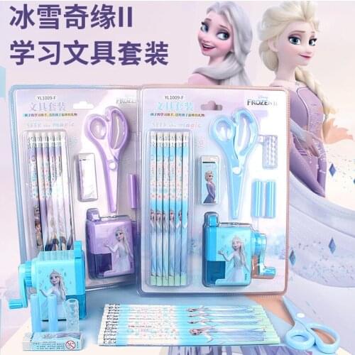 18-piece set of genuine Disney Frozen Stationery Set Student Learning Appliance Cartoon Birthday Gift Childrens School Gift Box