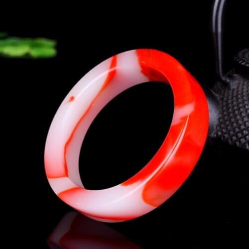Natural Chinese Red Hand-carved Square Bar Jade Bracelet Fashion Jewelry Men and Women Color Jade Bracelet Gift