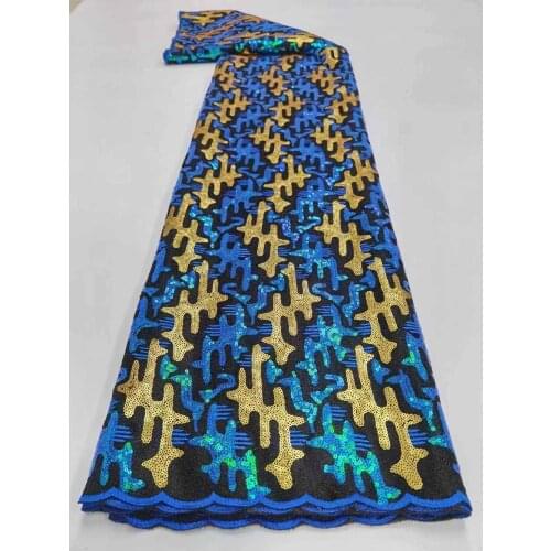 New Velvet Fabric Two-Color Sequin Embroidery Sewing Supplies Design Party Dress Fashion Skirt African Lace 5 Yards Wholesale