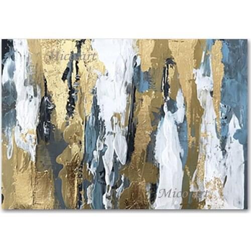 Latest Design Wall Decorative Item Gold Foil Canvas Abstract Oil Painting Hot Selling No Frame Wall Hanging Art Home Showpieces
