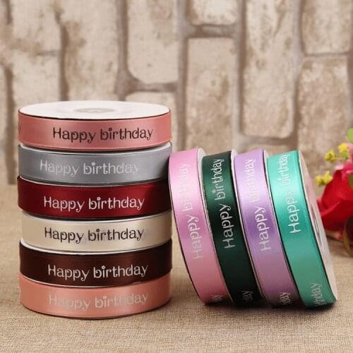 New 1pcs 20mm Gift Ribbon print happy birthday logo weft ribbon/packaging ribbon for Wedding/birthday decoration lenght 45 meter