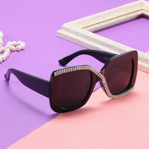 2020 new diamond sunglasses European hot style ladies sunglasses handmade diamond glasses fashion square sunglasses