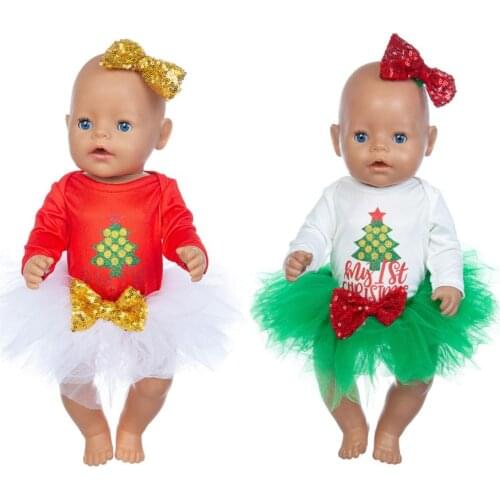 New Christmas clothes dress Fit For 43cm Baby Re-born Doll 17 Inch Doll Clothes, Doll accessories