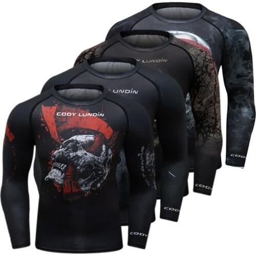 New Design Digital Sublimation Printed Tracksuit Male Bodybuilding Cycling Top Fitness Sports Tight Jerseys Breathable