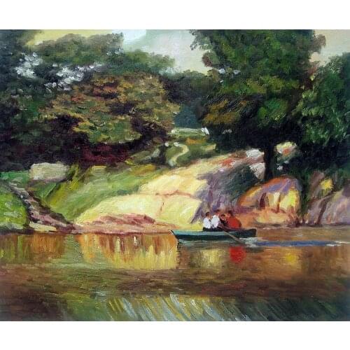 Wholesale Landscape Painting Boating in Central Park Edward Potthast Canvas Art for Living Room Wall Decoration Hand Painted