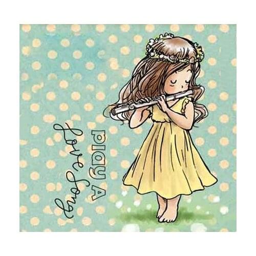 Played The Flute Girl Transparent Silicone Rubber Stamp And Metal Die Sheet Cling Scrapbooking DIY Cute Pattern Photo Album