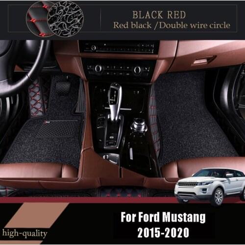 Luxury Double Layer Wire Loop Car Floor Mats For Ford Mustang 2020 2019 2018 2017 2016 2015 Carpets Interior Accessories Leather