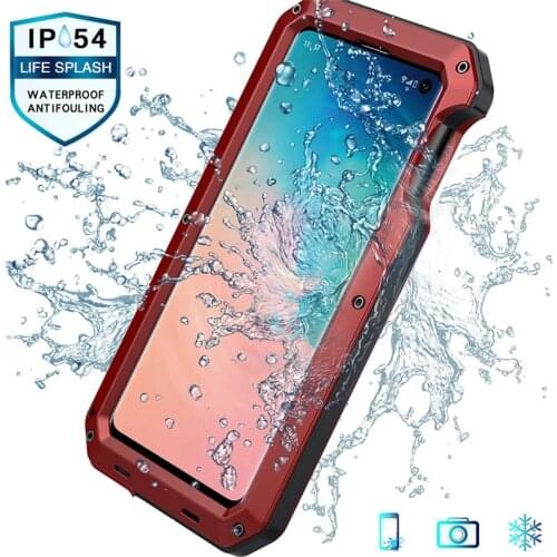 Luxury Doom Armor Case For Samsung Galaxy S10E Metal Case Shockproof Glass Film+Full Protective Rugged Military Protection Cover