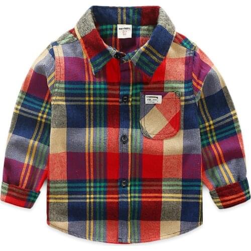 Baby Girls Boys Shirts 2018 Kids Fashion Clothes Spring Autumn Baby Boys Shirts Full Sleeve Plaid Kids Clothing BC214