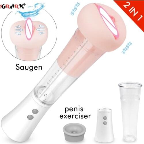 Sexy Relastic Vagina Male Masturbator Penis Pump Sex Toys for Men Penile Extender Vacuum Pump Enlarger Enhancer Dildo Massager