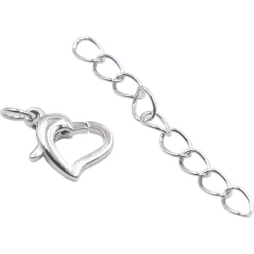 Silver Color Clasp Hook Heart Buckle 5PCS Lobster Fastener Parts for Jewelry Making Necklace Bracelet Supplies Connector A901