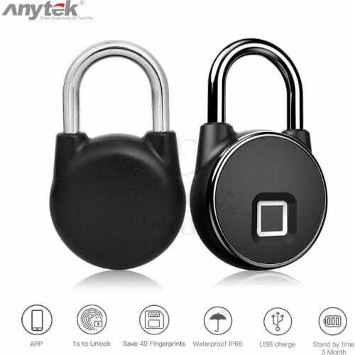 Bluetooth Rechargeable Smart Lock Keyless Fingerprint Lock IP66 Waterproof Anti-Theft Security Padlock Door Luggage Lock FLP22