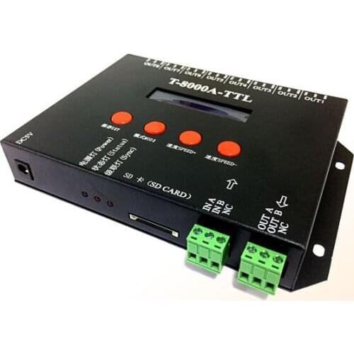 T-8000A SD card full color illusion LED controller Eight output can be used in multiple cascades, the cascading distance between