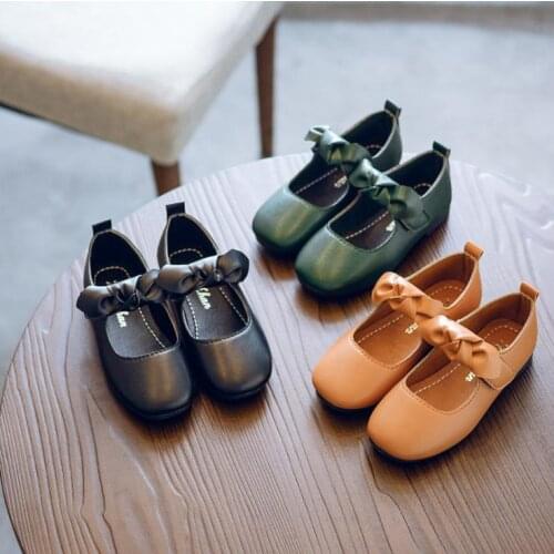 Children Girls PU Princess Bowknot Shoes Flat Casual 21-35 3Colors 8006 TX06