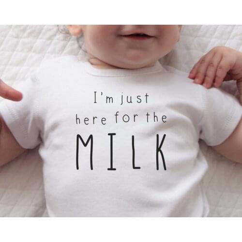 I'm Just Here for The Milk Baby Bodysuit Infant Jumpsuit Overall Short Sleeve Body Suit Baby Clothing Onsie Summer