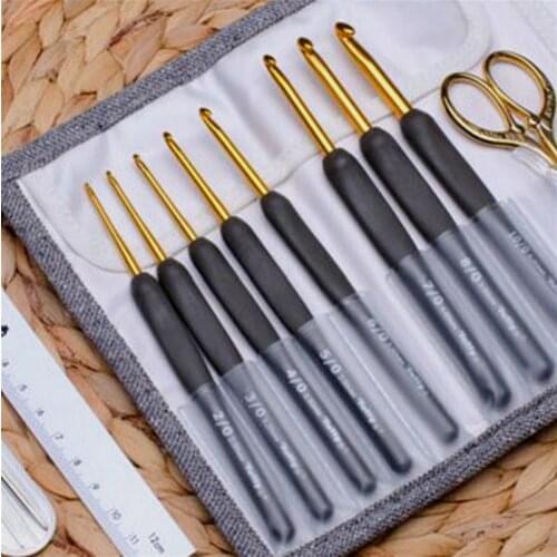 11pcs Japan TULIP ETIMO Aluminium Crochet Hook needles Resin Handle Knitting Yarn 2/2.2/2.5/3/3.5/4/4.5/5.0/5.5/6/6.5 mm GIft