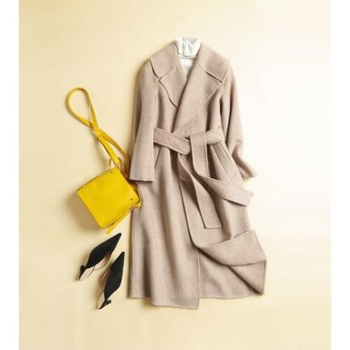 Albaka coat double-sided wool woolen coat loose female long section 2018 high quality wool coat with belt outwear