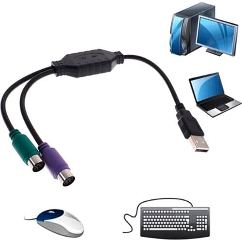 1pcs 31cm USB To PS/2 High Quality Cable Adapter Converter Mouse Keyboard Converter Adapter For PS2 Interface Connector