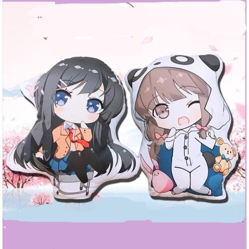 1pcs Anime Rascal Does Not Dream of Bunny Girl Senpai Plush Doll Stuffed Toy Throw Pillow for Boy Girl Cosplay Prop Sofa Decor