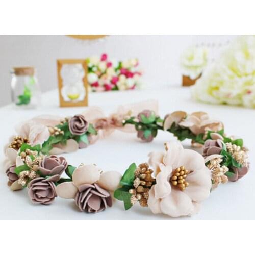1pcs Wedding Bride Wreath Hair Band Ribbon Bow Cute Beach Photograph Wreath Headdress Korean Straw Hat Accessories Wholesale New