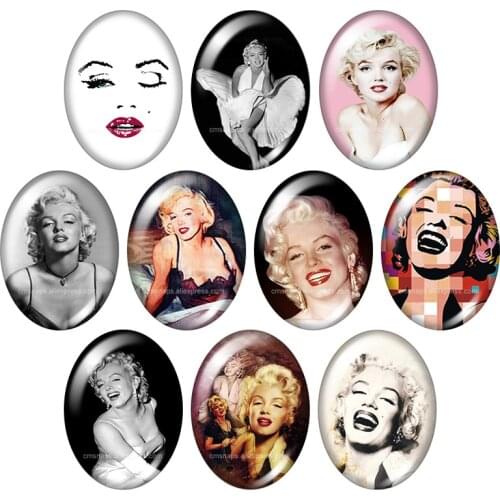 New Monroe Hepburn Girls Lady Oval 10pcs 13x18mm/18x25mm/30x40mm mixed photo glass cabochon demo flat back Jewelry findings